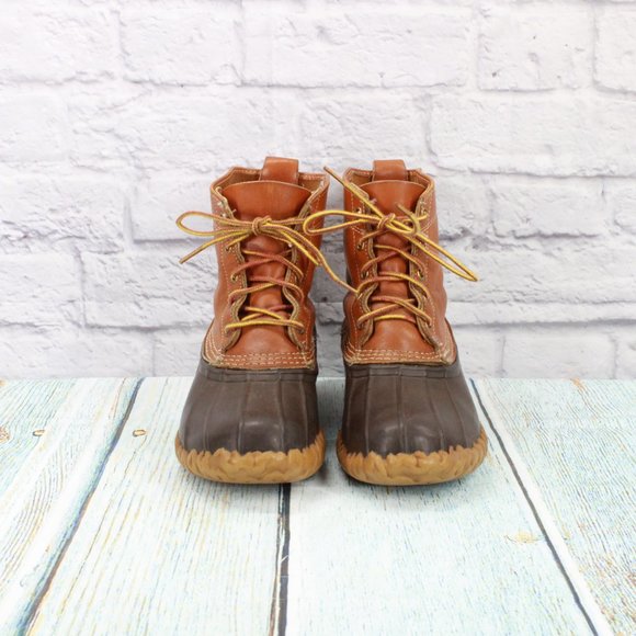 Vintage LL Bean 8" Brown Leather Unlined Duck Boots Size 9 M - Picture 4 of 9